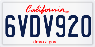 CA license plate 6VDV920