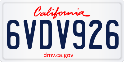 CA license plate 6VDV926