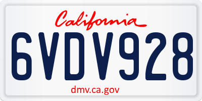 CA license plate 6VDV928
