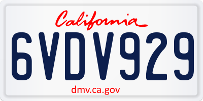 CA license plate 6VDV929