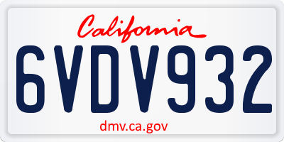CA license plate 6VDV932