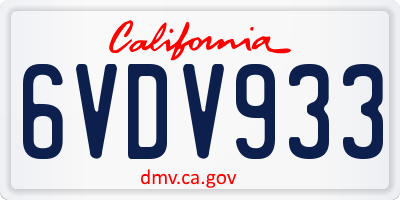 CA license plate 6VDV933