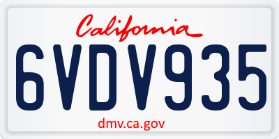 CA license plate 6VDV935
