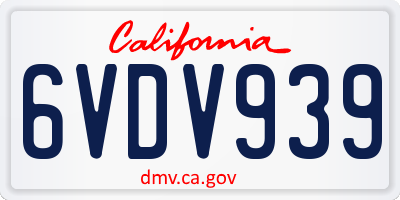 CA license plate 6VDV939