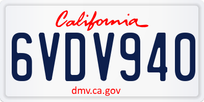 CA license plate 6VDV940