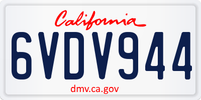 CA license plate 6VDV944