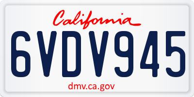 CA license plate 6VDV945