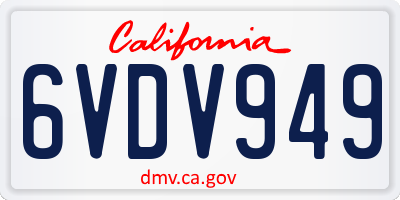 CA license plate 6VDV949