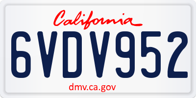 CA license plate 6VDV952