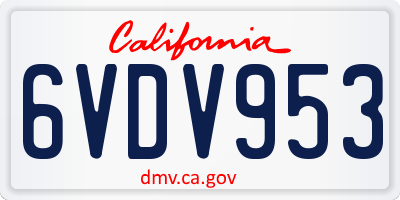 CA license plate 6VDV953