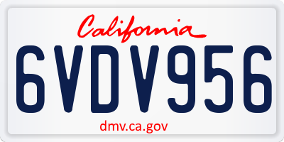 CA license plate 6VDV956
