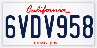 CA license plate 6VDV958