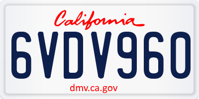 CA license plate 6VDV960