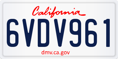 CA license plate 6VDV961
