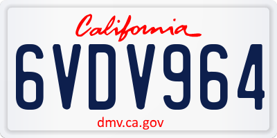 CA license plate 6VDV964