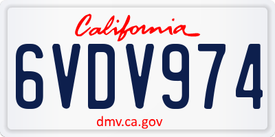 CA license plate 6VDV974