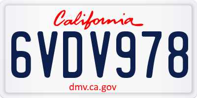 CA license plate 6VDV978