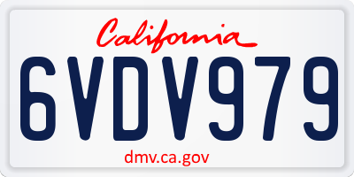 CA license plate 6VDV979