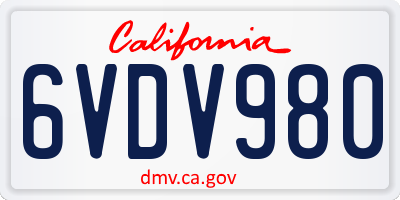 CA license plate 6VDV980