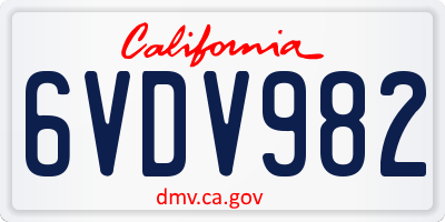 CA license plate 6VDV982