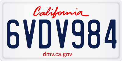 CA license plate 6VDV984