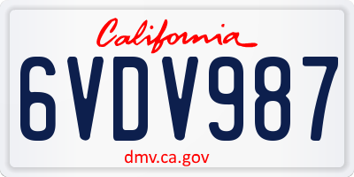 CA license plate 6VDV987