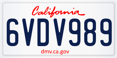 CA license plate 6VDV989