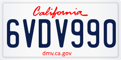 CA license plate 6VDV990