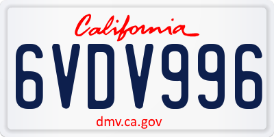 CA license plate 6VDV996