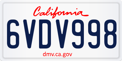 CA license plate 6VDV998