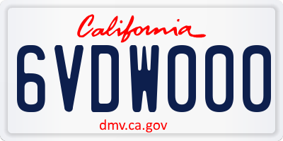 CA license plate 6VDW000