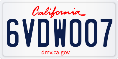 CA license plate 6VDW007