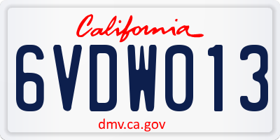 CA license plate 6VDW013