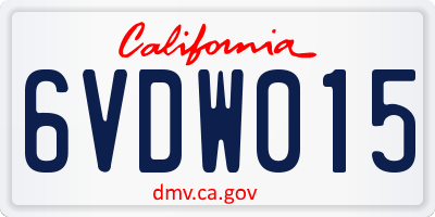 CA license plate 6VDW015