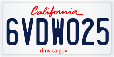 CA license plate 6VDW025
