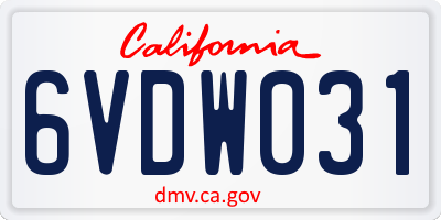 CA license plate 6VDW031