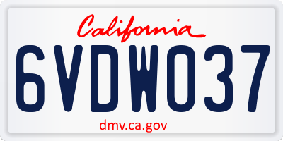 CA license plate 6VDW037