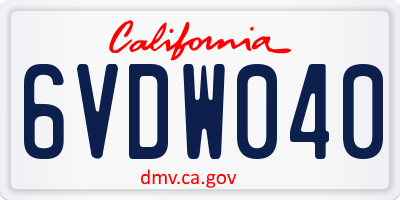 CA license plate 6VDW040