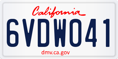 CA license plate 6VDW041