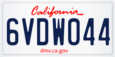 CA license plate 6VDW044