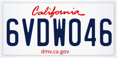 CA license plate 6VDW046