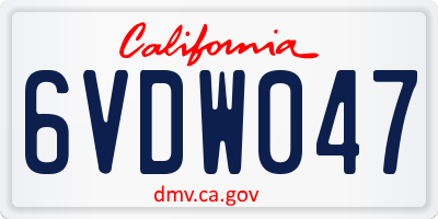 CA license plate 6VDW047