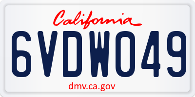 CA license plate 6VDW049