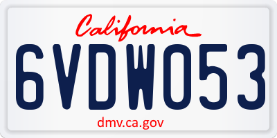CA license plate 6VDW053