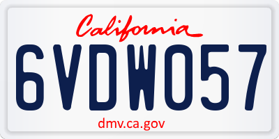 CA license plate 6VDW057