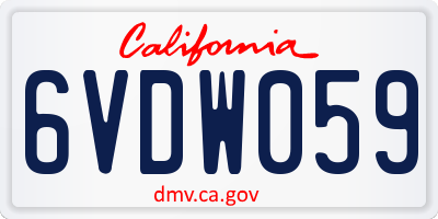 CA license plate 6VDW059