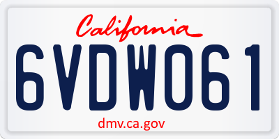 CA license plate 6VDW061