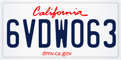 CA license plate 6VDW063