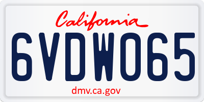 CA license plate 6VDW065