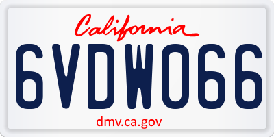 CA license plate 6VDW066